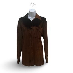 Casualaire Brown Velvet Button Down